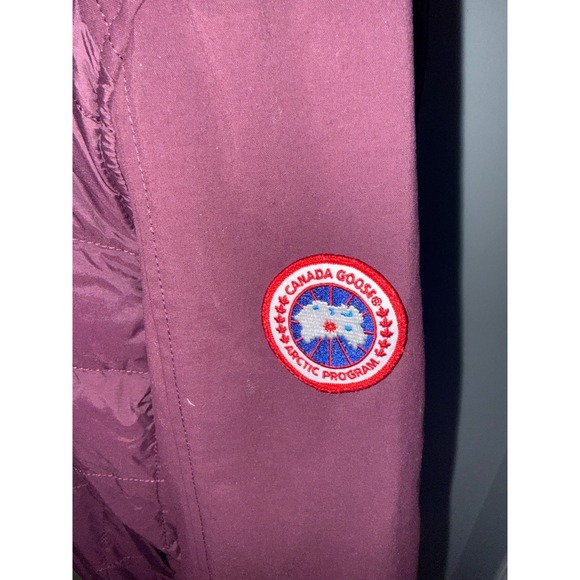 Canada Goose Burgundy Puffer Bomber Jacket Women's Size L Arctic Program Logo - Picture 3 of 11